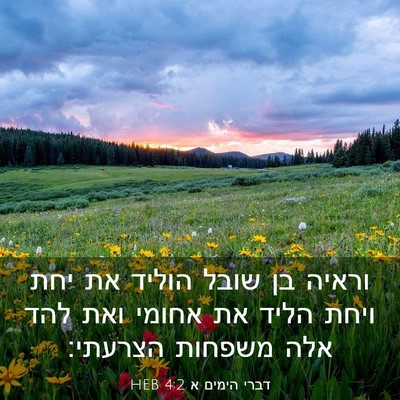 Picture 03 - דברי הימים א 4:2 HEB - וראיה בן שובל הוליד את יחת - Bible Verse Picture