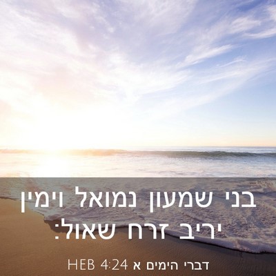 Picture 03 - דברי הימים א 4:24 HEB - בני שמעון נמואל וימין יריב - Bible Verse Picture