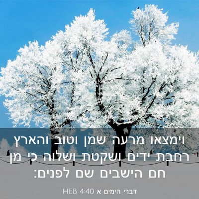 Picture 03 - דברי הימים א 4:40 HEB - וימצאו מרעה שמן וטוב והארץ - Bible Verse Picture