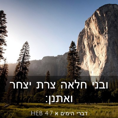 Picture 03 - דברי הימים א 4:7 HEB - ובני חלאה צרת יצחר - Bible Verse Picture