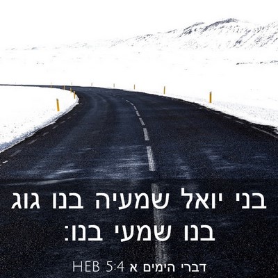 Picture 03 - דברי הימים א 5:4 HEB - בני יואל שמעיה בנו גוג בנו - Bible Verse Picture