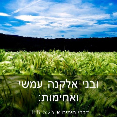 Picture 03 - דברי הימים א 6:25 HEB - ובני אלקנה עמשי - Bible Verse Picture