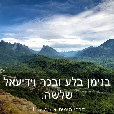 Picture 03 - דברי הימים א 7:6 HEB - בנימן בלע ובכר וידיעאל - Bible Verse Picture