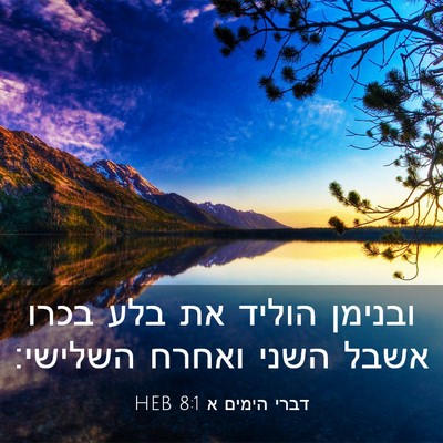 Picture 03 - דברי הימים א 8:1 HEB - ובנימן הוליד את בלע בכרו - Bible Verse Picture
