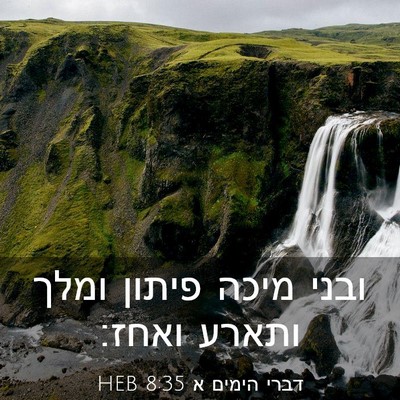 Picture 03 - דברי הימים א 8:35 HEB - ובני מיכה פיתון ומלך ותארע - Bible Verse Picture