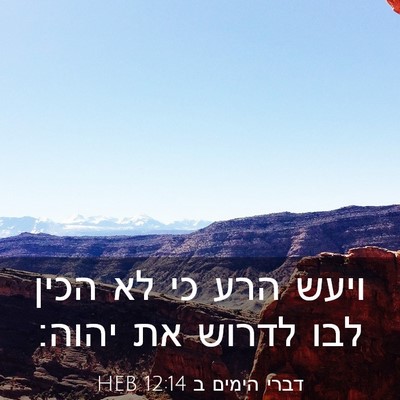 Picture 03 - דברי הימים ב 12:14 HEB - ויעש הרע כי לא הכין לבו - Bible Verse Picture
