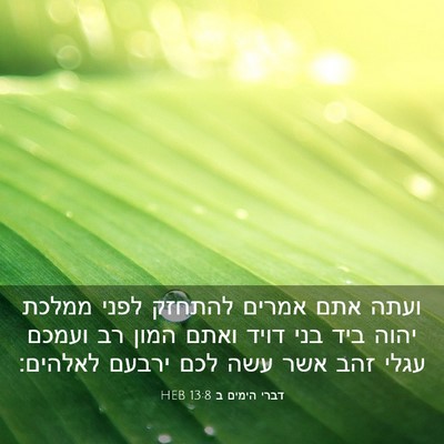 Picture 03 - דברי הימים ב 13:8 HEB - ועתה אתם אמרים להתחזק לפני - Bible Verse Picture