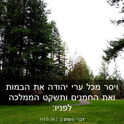 Picture 03 - דברי הימים ב 14:5 HEB - ויסר מכל ערי יהודה את הבמות - Bible Verse Picture