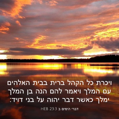 Picture 03 - דברי הימים ב 23:3 HEB - ויכרת כל הקהל ברית בבית - Bible Verse Picture