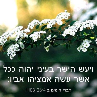 Picture 03 - דברי הימים ב 26:4 HEB - ויעש הישר בעיני יהוה ככל - Bible Verse Picture