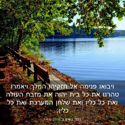 Picture 03 - דברי הימים ב 29:18 HEB - ויבואו פנימה אל חזקיהו - Bible Verse Picture