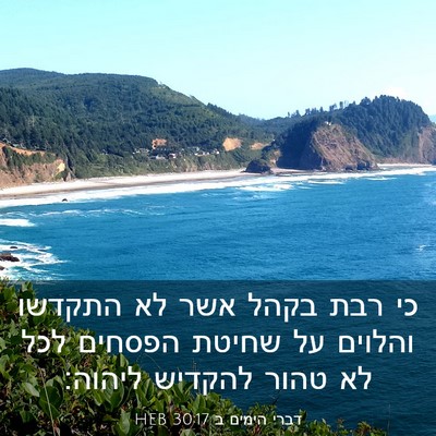 Picture 03 - דברי הימים ב 30:17 HEB - כי רבת בקהל אשר לא התקדשו - Bible Verse Picture