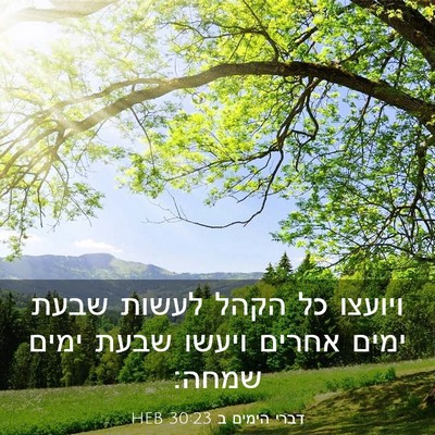 Picture 03 - דברי הימים ב 30:23 HEB - ויועצו כל הקהל לעשות שבעת - Bible Verse Picture