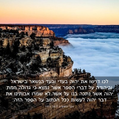 Picture 03 - דברי הימים ב 34:21 HEB - לכו דרשו את יהוה בעדי ובעד - Bible Verse Picture
