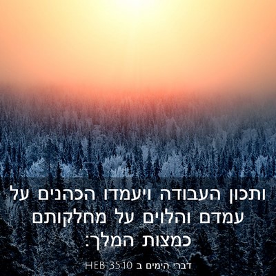 Picture 03 - דברי הימים ב 35:10 HEB - ותכון העבודה ויעמדו הכהנים - Bible Verse Picture
