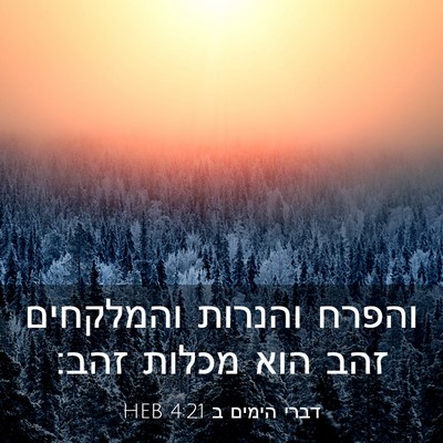 Picture 03 - דברי הימים ב 4:21 HEB - והפרח והנרות והמלקחים זהב - Bible Verse Picture