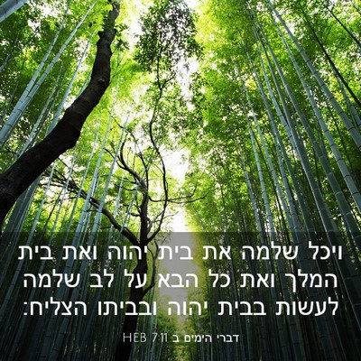 Picture 03 - דברי הימים ב 7:11 HEB - ויכל שלמה את בית יהוה ואת - Bible Verse Picture