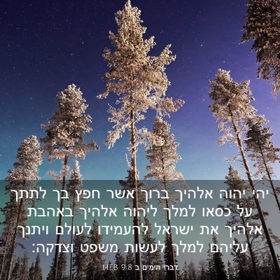 Picture 03 - דברי הימים ב 9:8 HEB - יהי יהוה אלהיך ברוך אשר חפץ - Bible Verse Picture