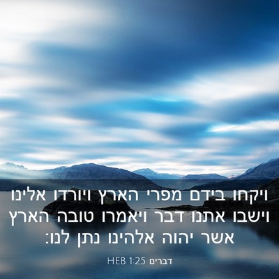 Picture 03 - דברים 1:25 HEB - ויקחו בידם מפרי הארץ - Bible Verse Picture