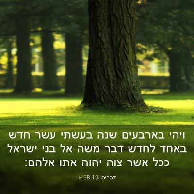 Picture 03 - דברים 1:3 HEB - ויהי בארבעים שנה בעשתי עשר - Bible Verse Picture
