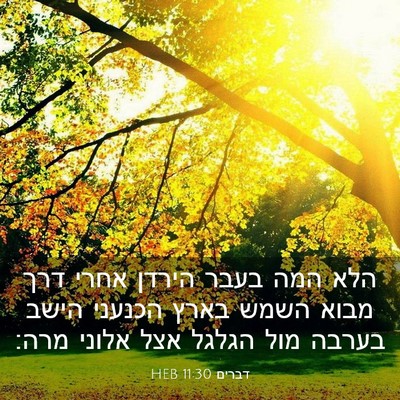 Picture 03 - דברים 11:30 HEB - הלא המה בעבר הירדן אחרי דרך - Bible Verse Picture