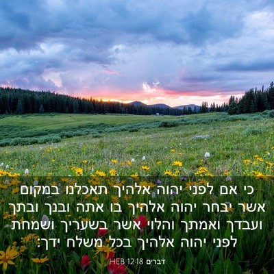 Picture 03 - דברים 12:18 HEB - כי אם לפני יהוה אלהיך - Bible Verse Picture
