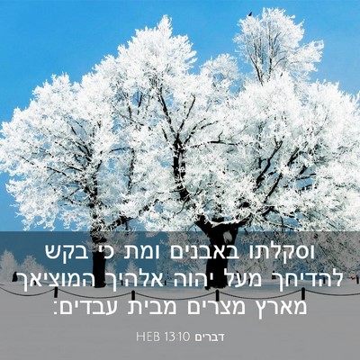 Picture 03 - דברים 13:10 HEB - וסקלתו באבנים ומת כי בקש - Bible Verse Picture