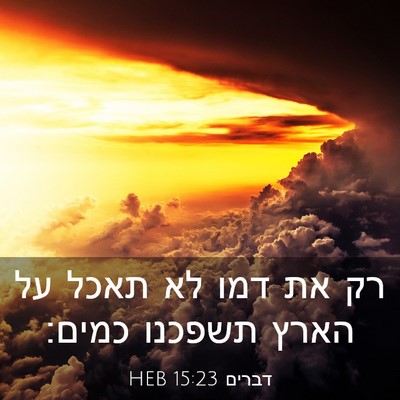 Picture 03 - דברים 15:23 HEB - רק את דמו לא תאכל על הארץ - Bible Verse Picture