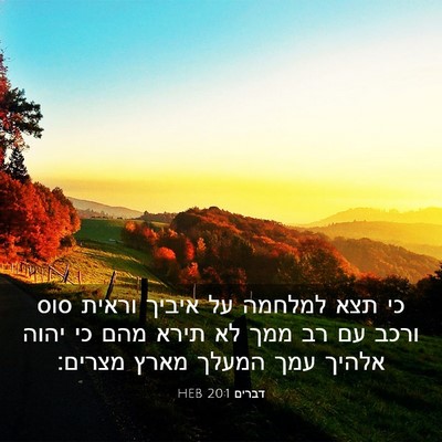 Picture 03 - דברים 20:1 HEB - כי תצא למלחמה על איביך - Bible Verse Picture