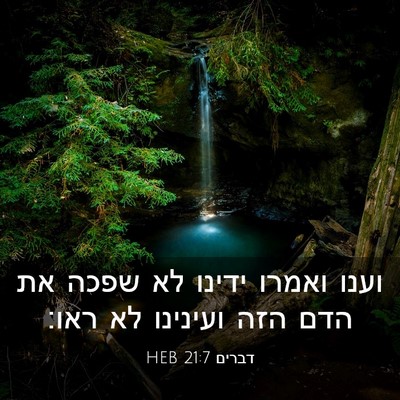 Picture 03 - דברים 21:7 HEB - וענו ואמרו ידינו לא שפכה את - Bible Verse Picture