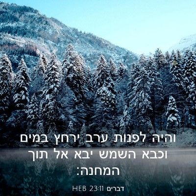 Picture 03 - דברים 23:11 HEB - והיה לפנות ערב ירחץ במים - Bible Verse Picture