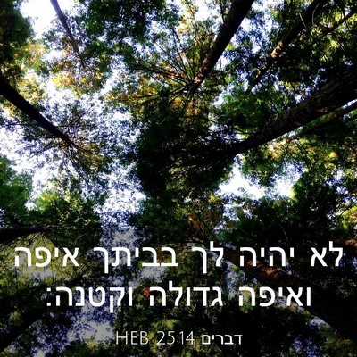 Picture 03 - דברים 25:14 HEB - לא יהיה לך בביתך איפה ואיפה - Bible Verse Picture