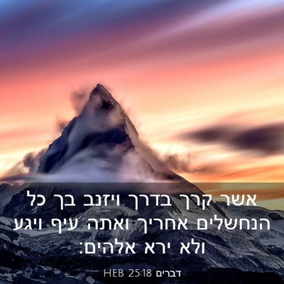 Picture 03 - דברים 25:18 HEB - אשר קרך בדרך ויזנב בך כל - Bible Verse Picture