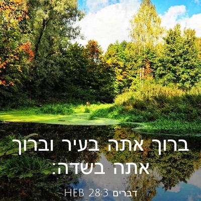 Picture 03 - דברים 28:3 HEB - ברוך אתה בעיר וברוך אתה - Bible Verse Picture