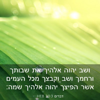 Picture 03 - דברים 30:3 HEB - ושב יהוה אלהיך את שבותך - Bible Verse Picture