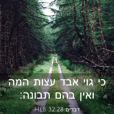 Picture 03 - דברים 32:28 HEB - כי גוי אבד עצות המה ואין - Bible Verse Picture