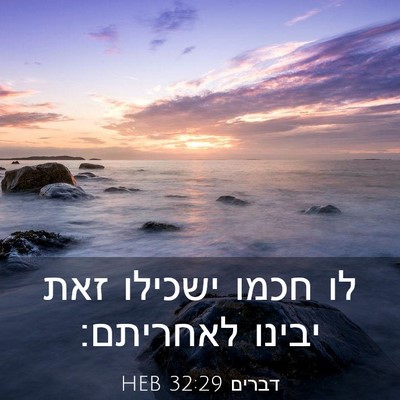 Picture 03 - דברים 32:29 HEB - לו חכמו ישכילו זאת יבינו - Bible Verse Picture