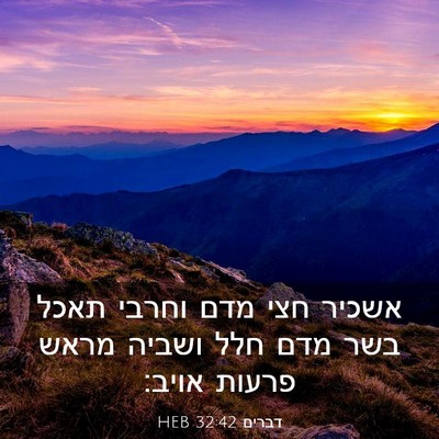 Picture 03 - דברים 32:42 HEB - אשכיר חצי מדם וחרבי תאכל - Bible Verse Picture