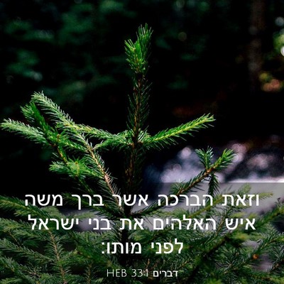 Picture 03 - דברים 33:1 HEB - וזאת הברכה אשר ברך משה איש - Bible Verse Picture