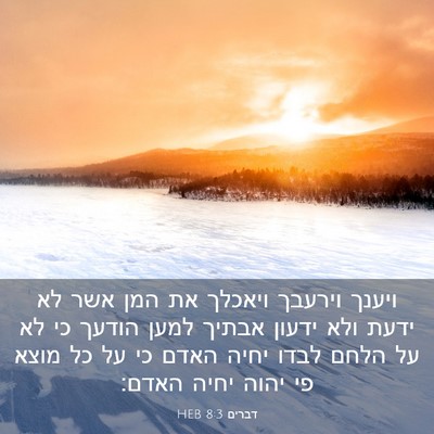 Picture 03 - דברים 8:3 HEB - ויענך וירעבך ויאכלך את המן - Bible Verse Picture