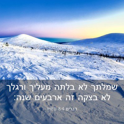 Picture 03 - דברים 8:4 HEB - שמלתך לא בלתה מעליך ורגלך - Bible Verse Picture