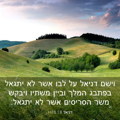 Picture 03 - דניאל 1:8 HEB - וישם דניאל על לבו אשר לא - Bible Verse Picture