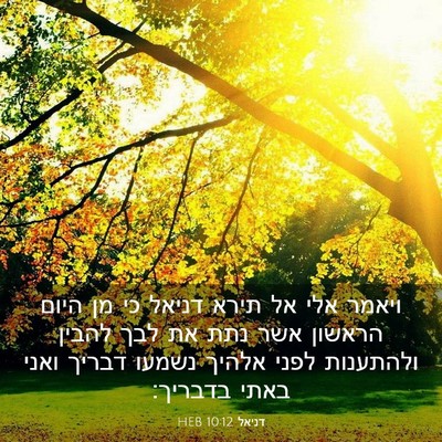 Picture 03 - דניאל 10:12 HEB - ויאמר אלי אל תירא דניאל כי - Bible Verse Picture