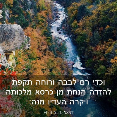 Picture 03 - דניאל 5:20 HEB - וכדי רם לבבה ורוחה תקפת - Bible Verse Picture