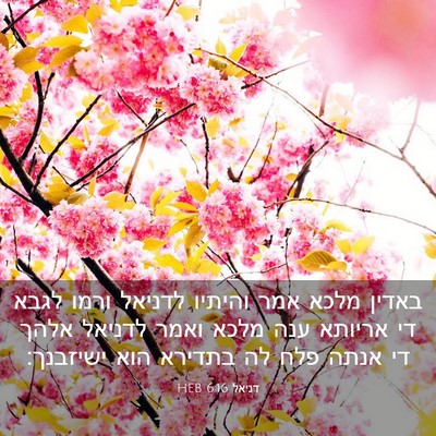 Picture 03 - דניאל 6:16 HEB - באדין מלכא אמר והיתיו - Bible Verse Picture