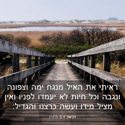 Picture 03 - דניאל 8:4 HEB - ראיתי את האיל מנגח ימה - Bible Verse Picture