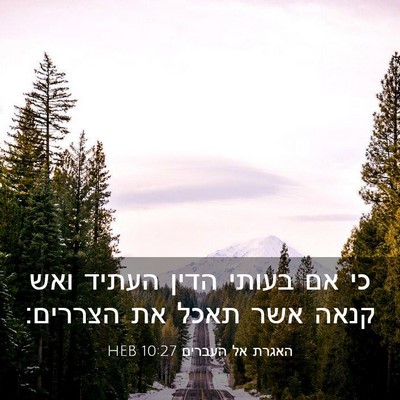 Picture 03 - האגרת אל העברים 10:27 HEB - כי אם בעותי הדין העתיד ואש - Bible Verse Picture