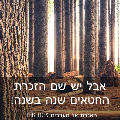 Picture 03 - האגרת אל העברים 10:3 HEB - אבל יש שם הזכרת החטאים שנה - Bible Verse Picture