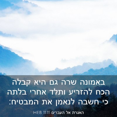 Picture 03 - האגרת אל העברים 11:11 HEB - באמונה שרה גם היא קבלה הכח - Bible Verse Picture