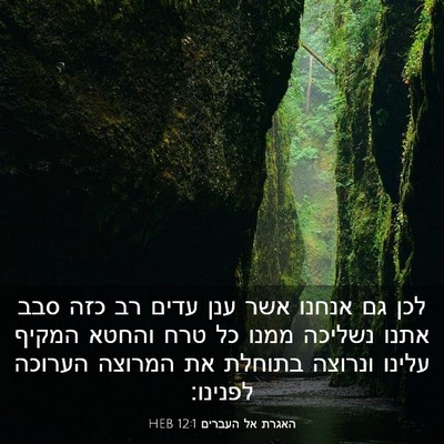 Picture 03 - האגרת אל העברים 12:1 HEB - לכן גם אנחנו אשר ענן עדים - Bible Verse Picture